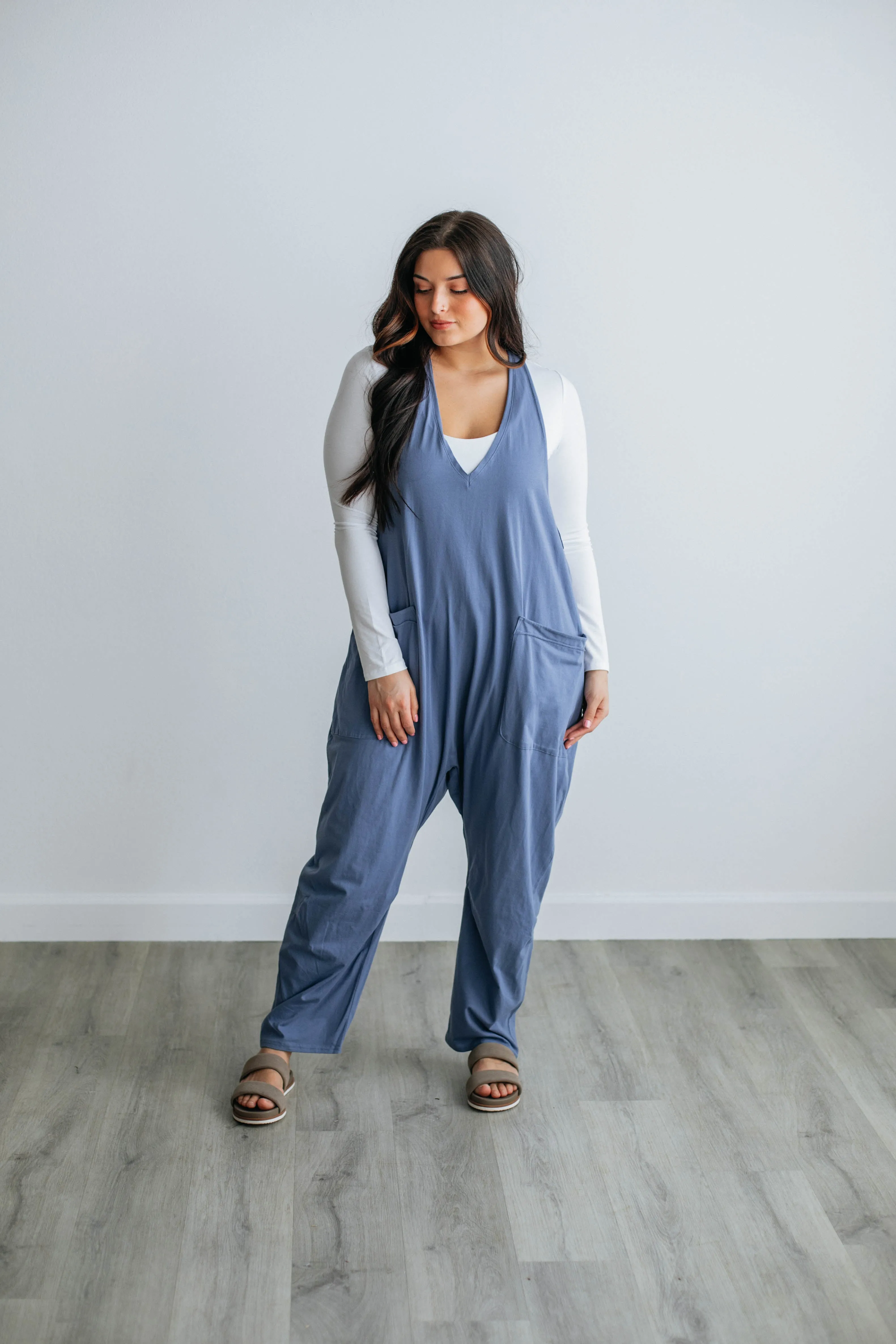 Abigail Lounge Jumpsuit - Steel Blue