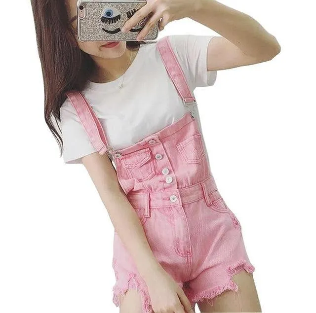 Acid Wash Denim Overalls