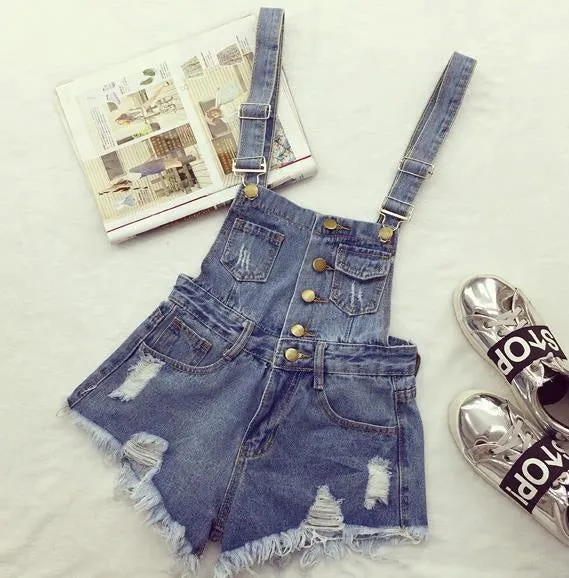 Acid Wash Denim Overalls