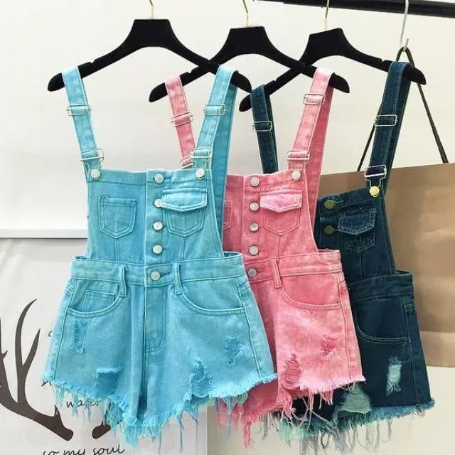 Acid Wash Denim Overalls