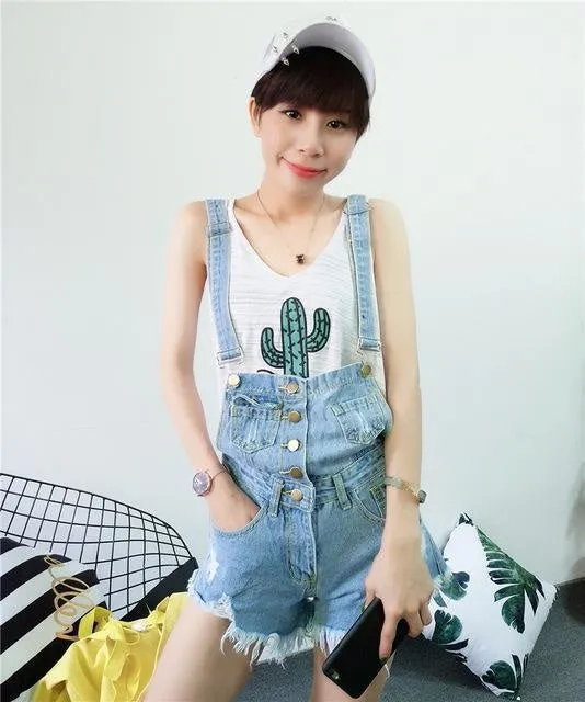 Acid Wash Denim Overalls