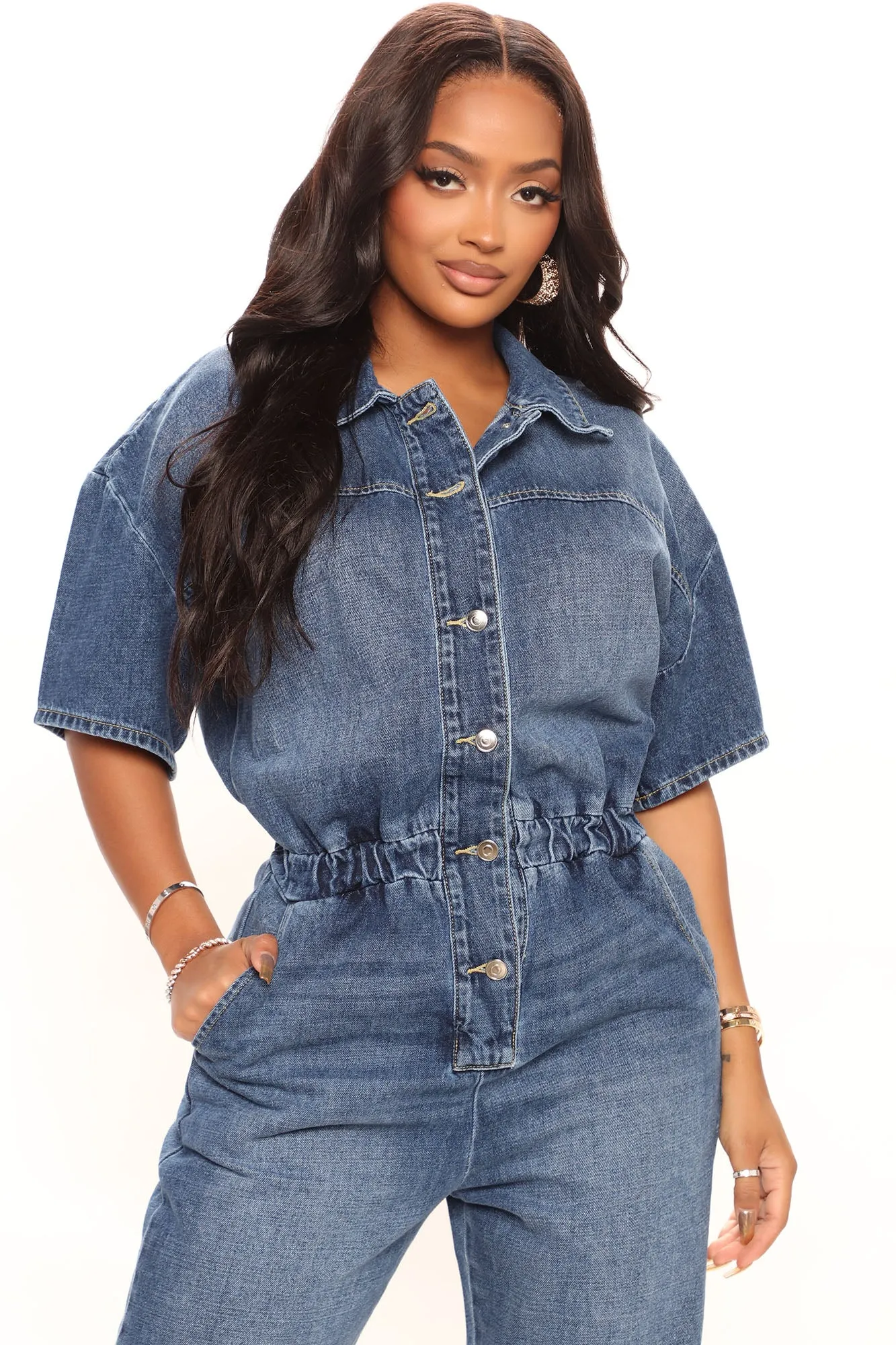 Addison Denim Jumpsuit - Medium Wash