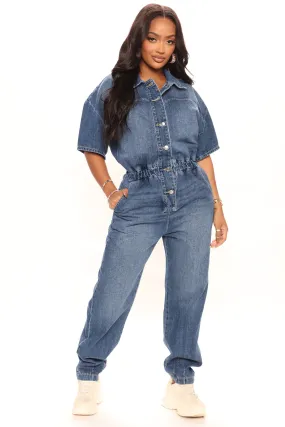 Addison Denim Jumpsuit - Medium Wash