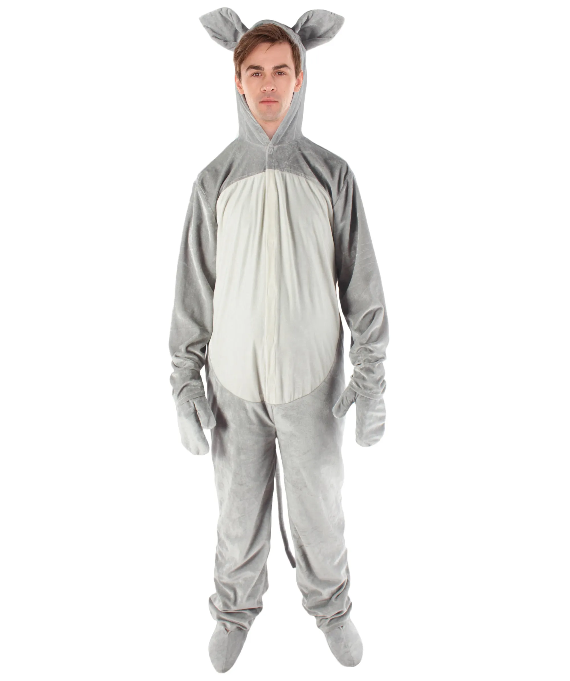 Adult Men's Grey and White Jumpsuit Mouse Costume Bundle