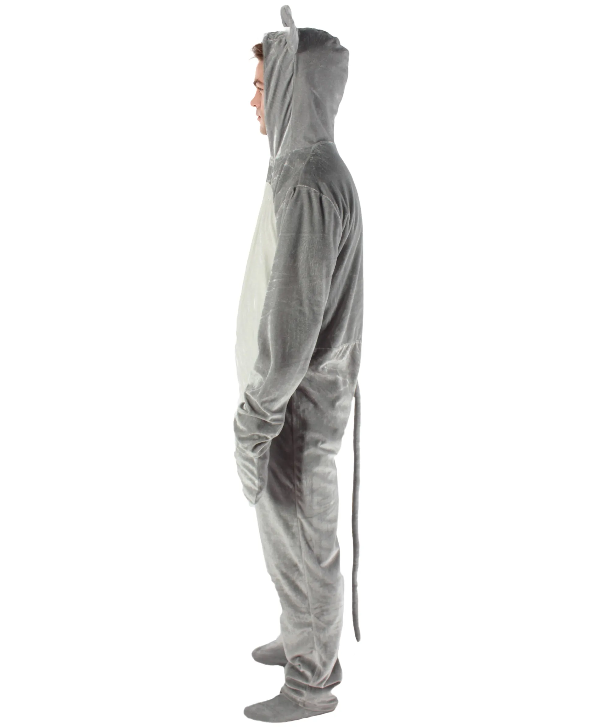 Adult Men's Grey and White Jumpsuit Mouse Costume Bundle