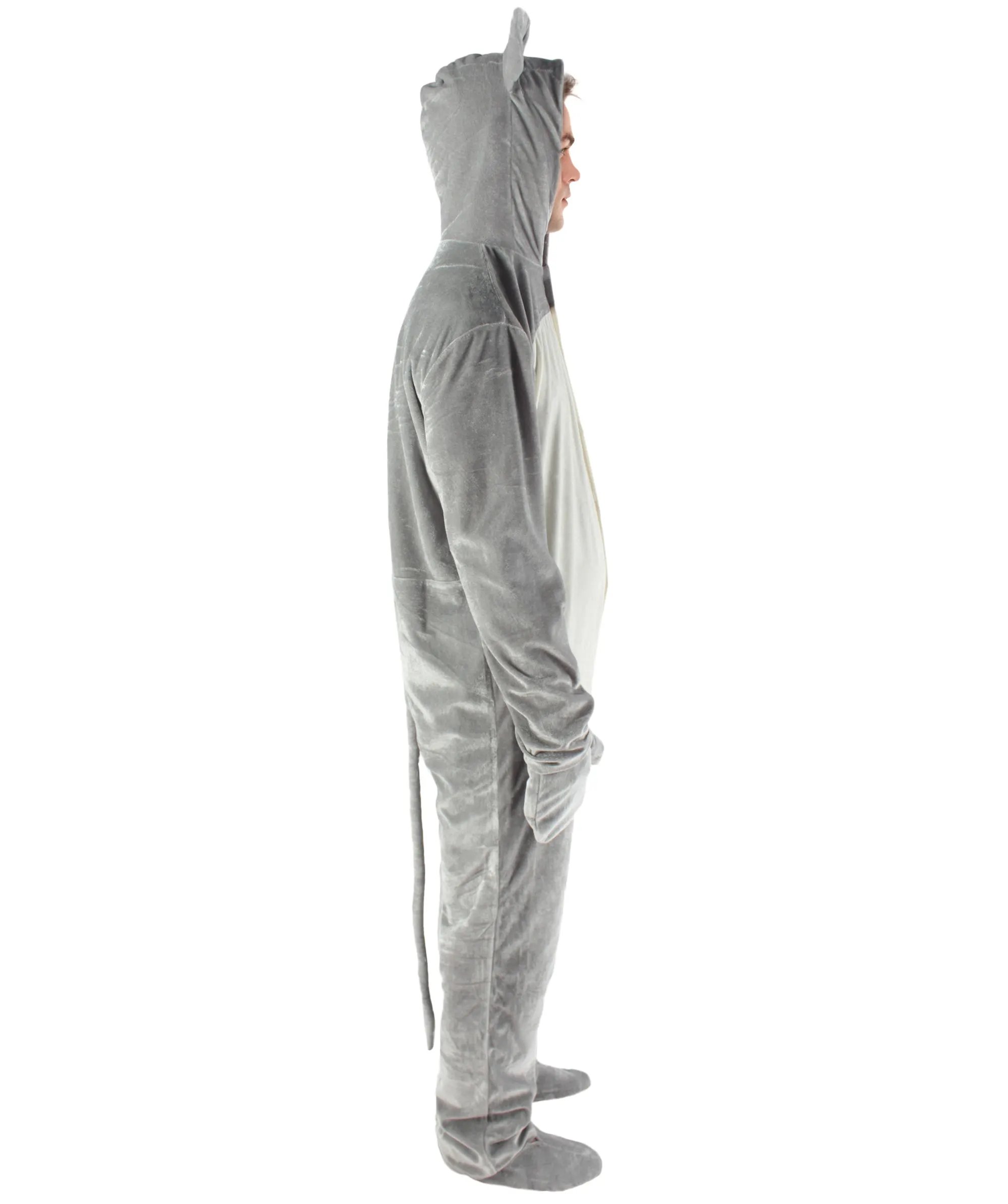 Adult Men's Grey and White Jumpsuit Mouse Costume Bundle