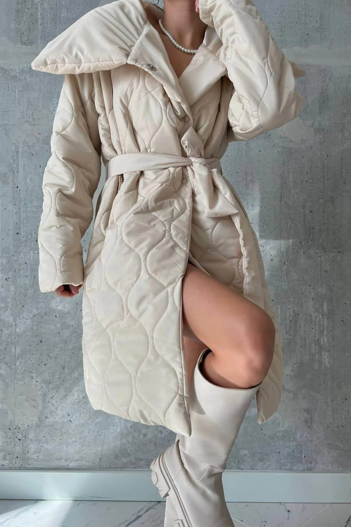 Amelie Polo Collar Quilted Coat