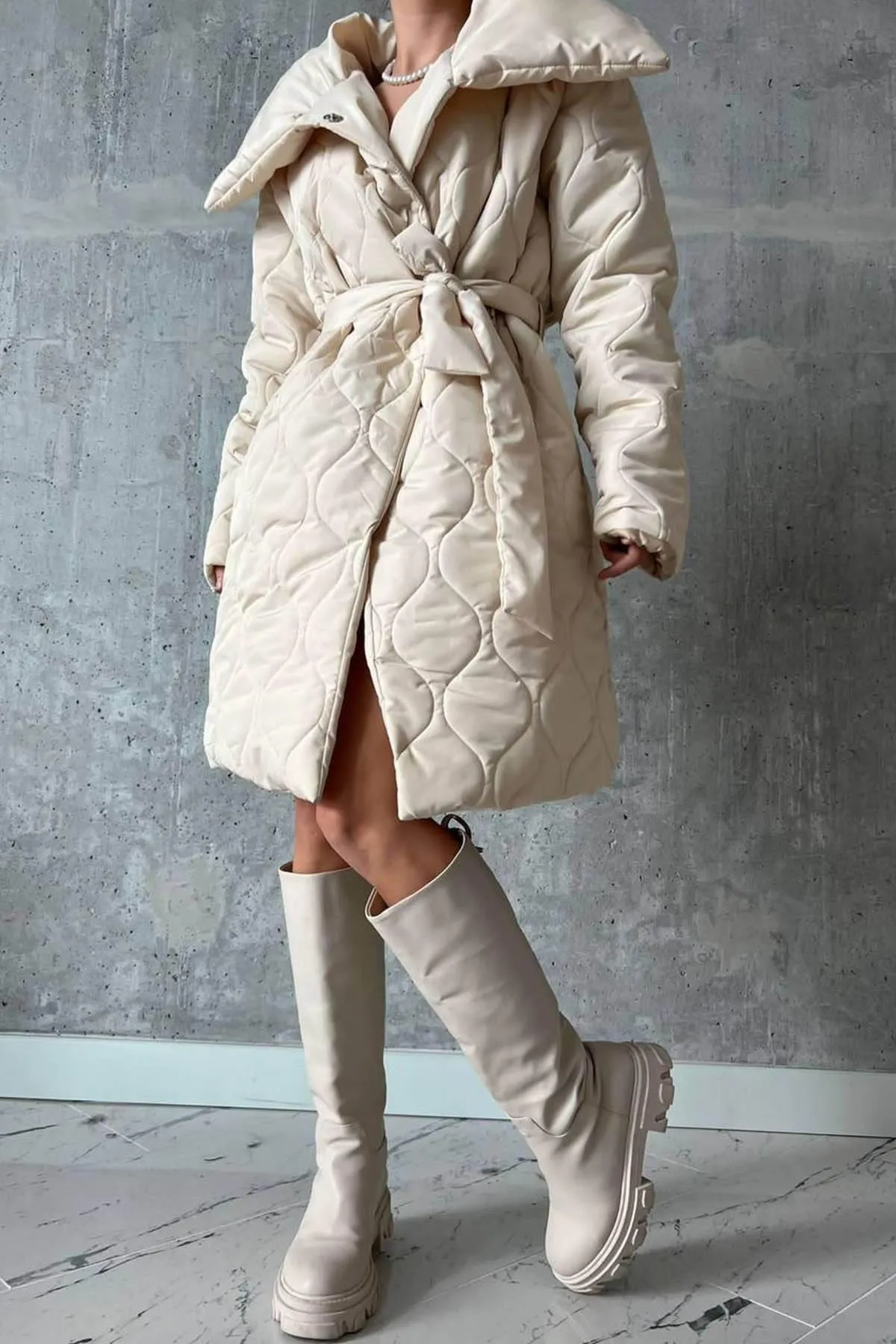 Amelie Polo Collar Quilted Coat