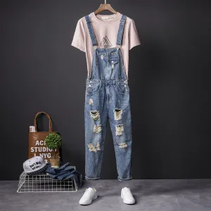 American Vintage Ripped Denim Jumpsuit Bib Overalls