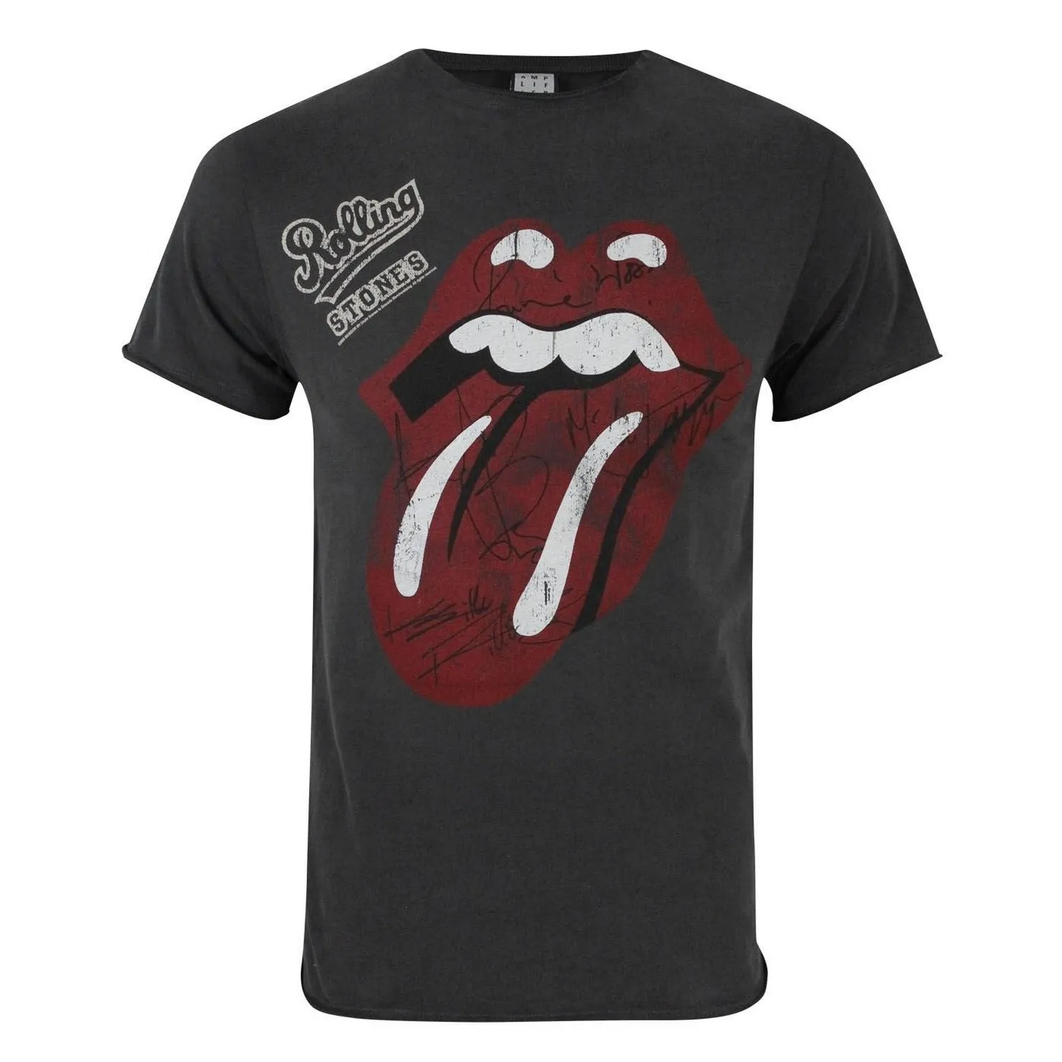 Amplified Mens Rolling Stones Tongue Autograph T-Shirt