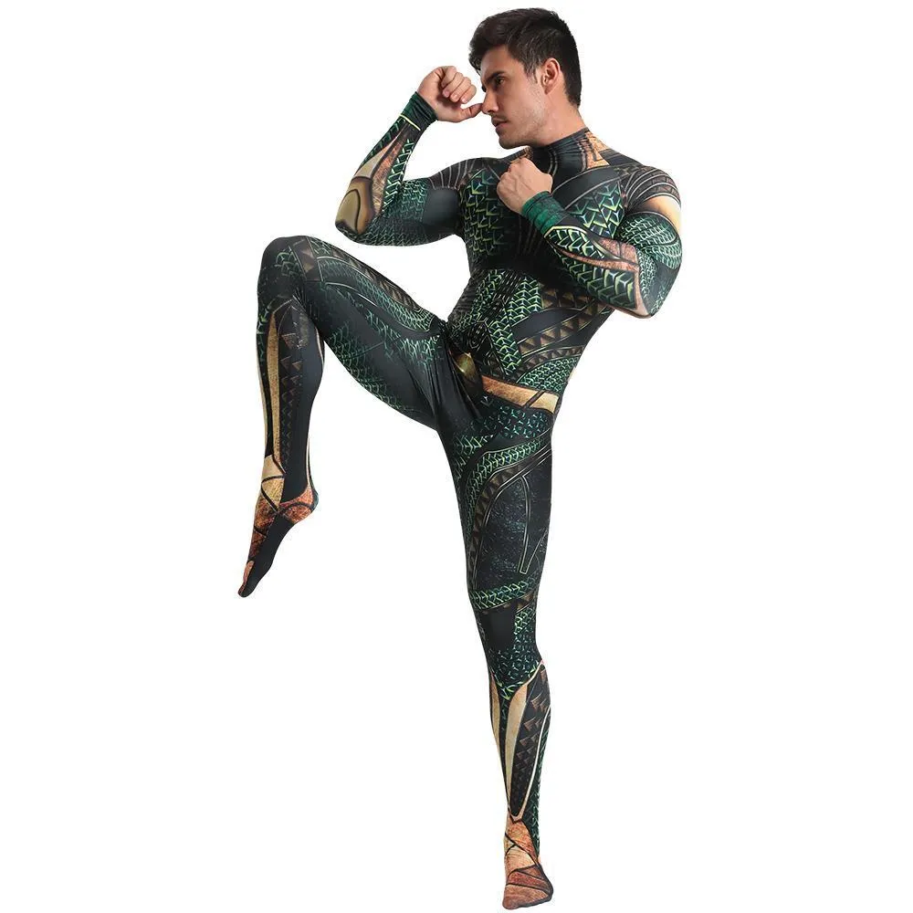 Aquaman Arthur Cosplay Zentai Jumpsuit Halloween Fancy Cosplay Costume