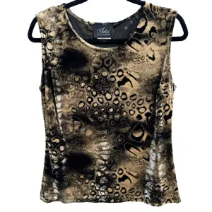 Artex Fashions Womens Leopard Animal Print Sleeveless Velour Top Blouse - Medium