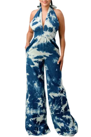 Athina Women's Denim Dye Casual Jumpsuit