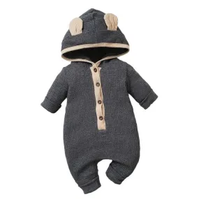 Baby Bear Jumpsuit Grey Melange Cream