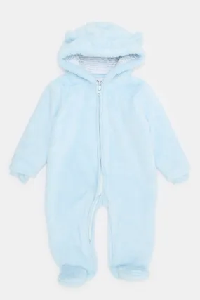 Baby Blue Fleece Front Zipper Coat