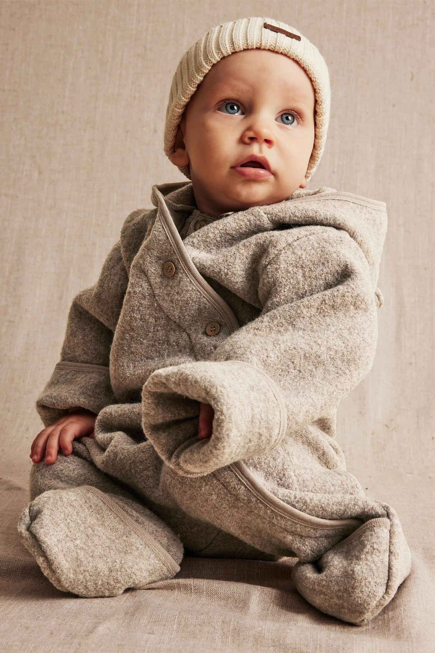 Baby brown wool coverall