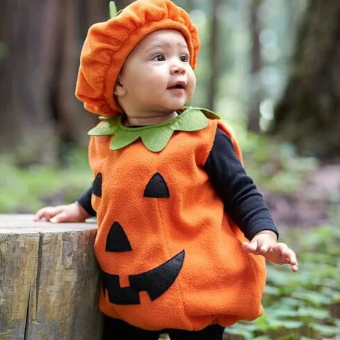 Baby Sleeveless Pumpkin Halloween Outfit