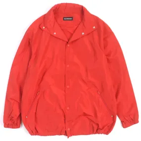 Balenciaga Logo Print Hooded Raincoat Red