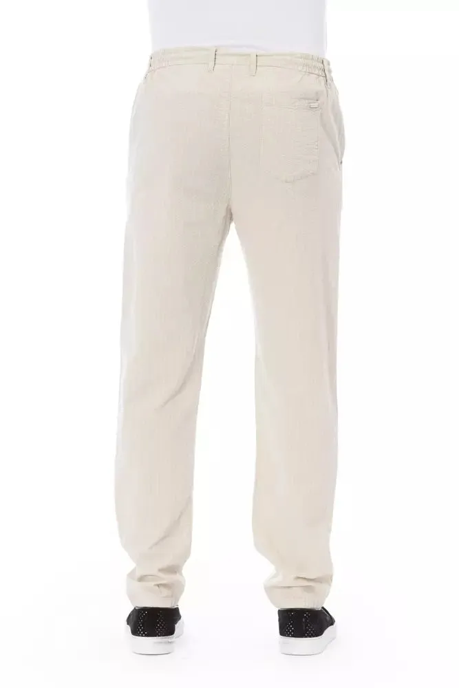 Beige Cotton Men Chino Pants