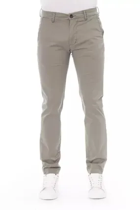 Beige Cotton Men Trouser