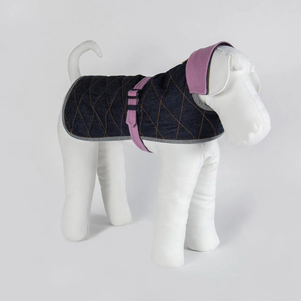 Bespoke Reversible Dog Coat/Raincoat Denim And Pink