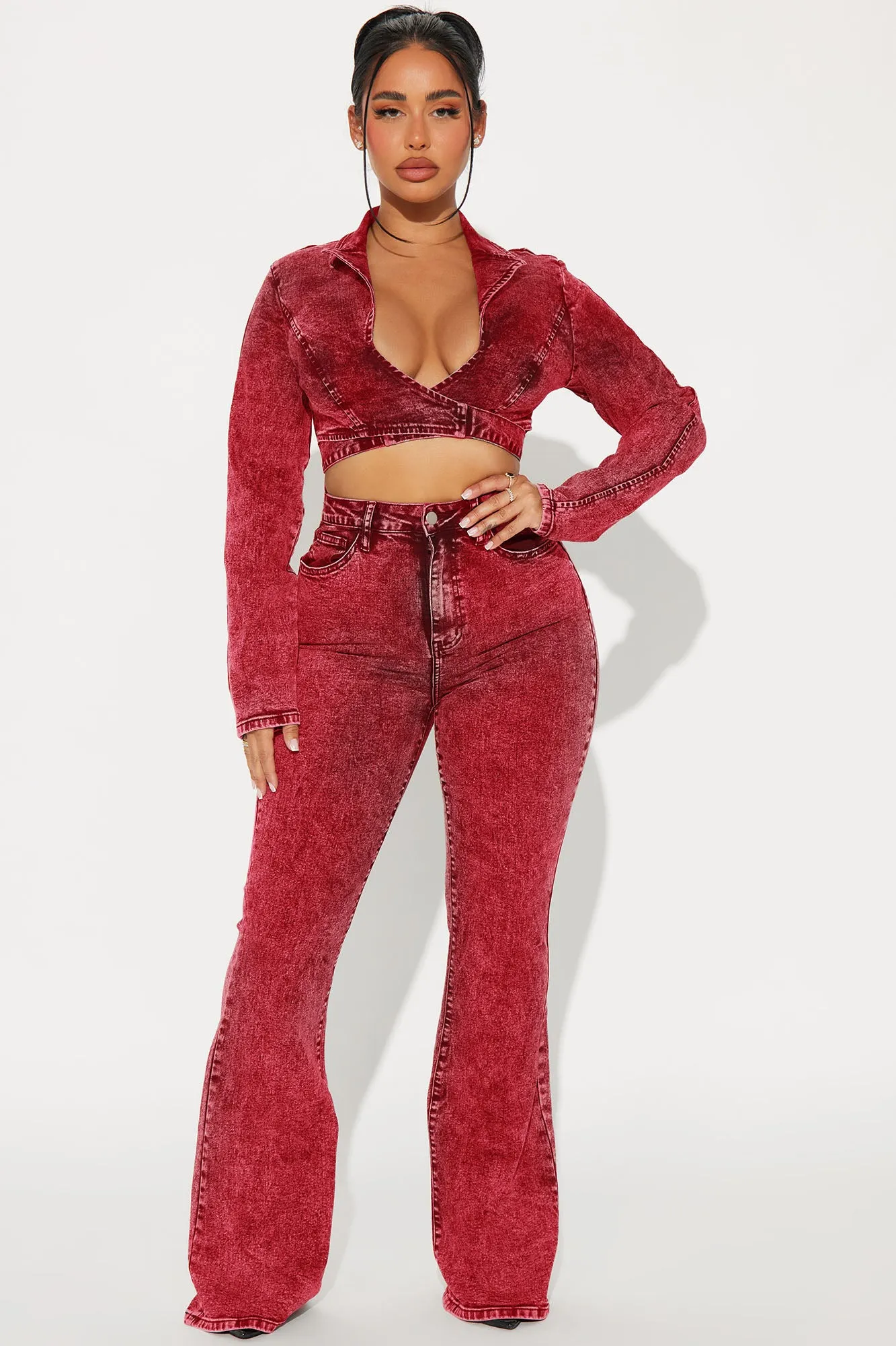 Billie Denim Jumpsuit - Red