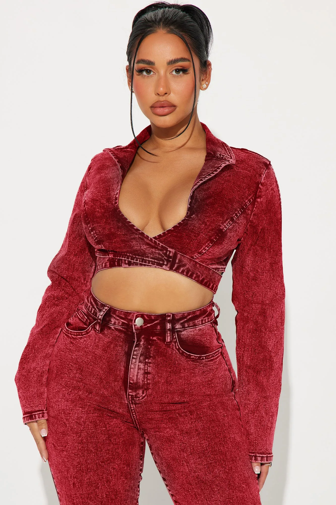 Billie Denim Jumpsuit - Red