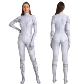 Black Widow White Cosplay Costume Zentai Bodysuit for Halloween Party