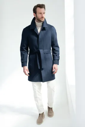 Blue Raglan coat in Loro Piana wool – Made in Italy