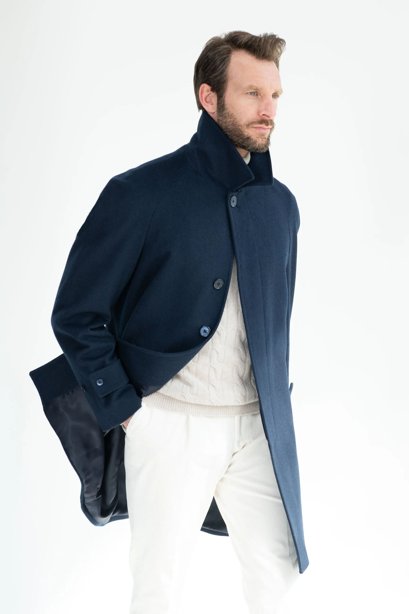 Blue Raglan coat – Made in Italy