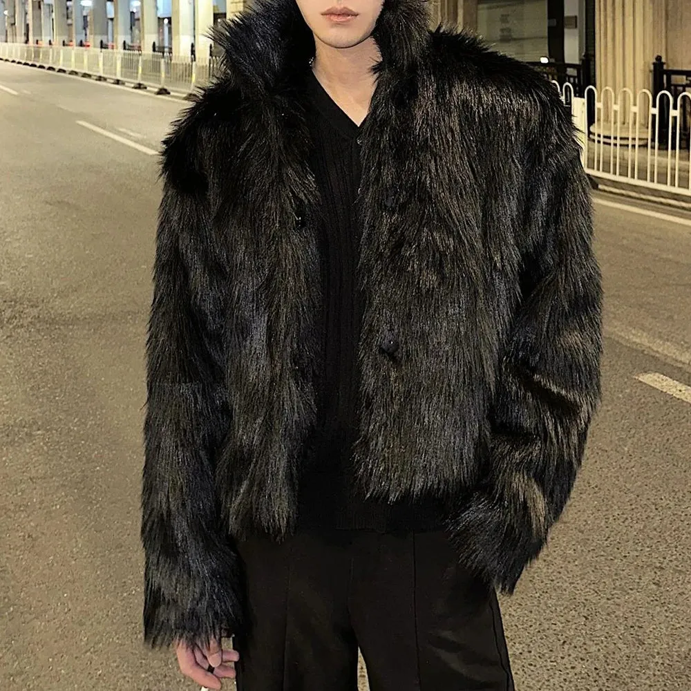 Bonsir New Fashion Trend Solid Color Versatile Autumn And Winter Imitation Fur Coat Men'S Street Thick Warm Wool Coat Mens Clothing