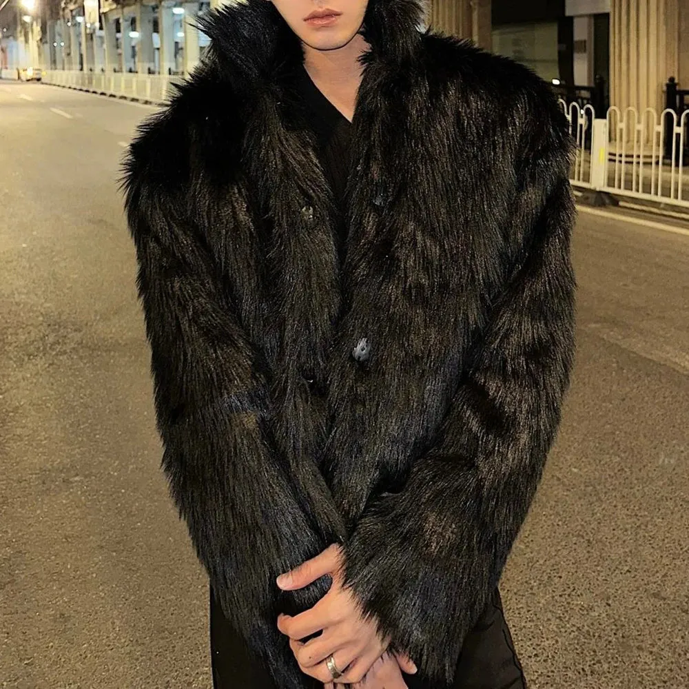 Bonsir New Fashion Trend Solid Color Versatile Autumn And Winter Imitation Fur Coat Men'S Street Thick Warm Wool Coat Mens Clothing