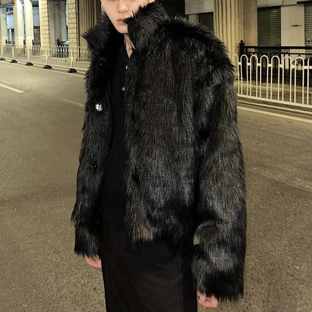 Bonsir New Fashion Trend Solid Color Versatile Autumn And Winter Imitation Fur Coat Men'S Street Thick Warm Wool Coat Mens Clothing