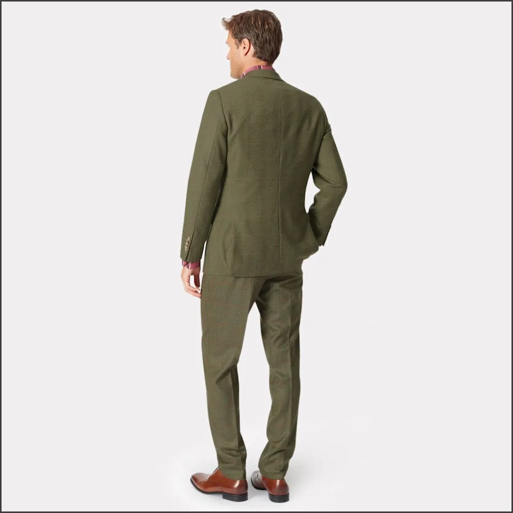 Brook Taverner Dalton Olive Check Wool Suit - Waistcoat Optional--