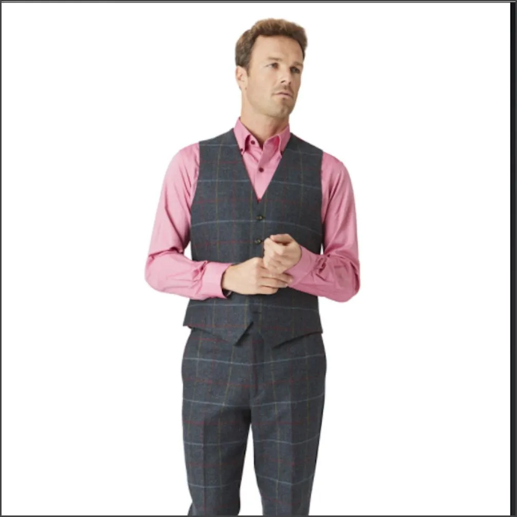 Brook Taverner Haincliffe  Blue Check Waist Coat--