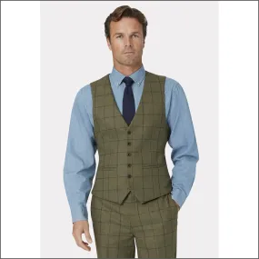 Brook Taverner Haincliffe Green Overcheck Waist Coat--