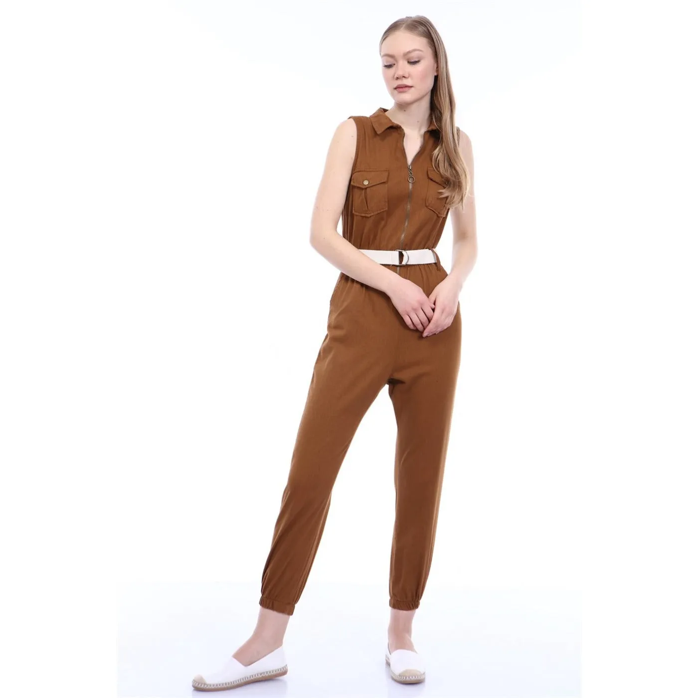 Brown Denim Jumpsuit