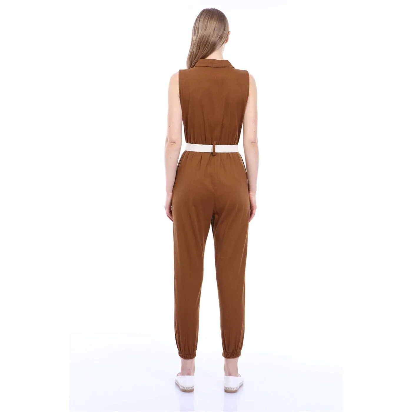 Brown Denim Jumpsuit