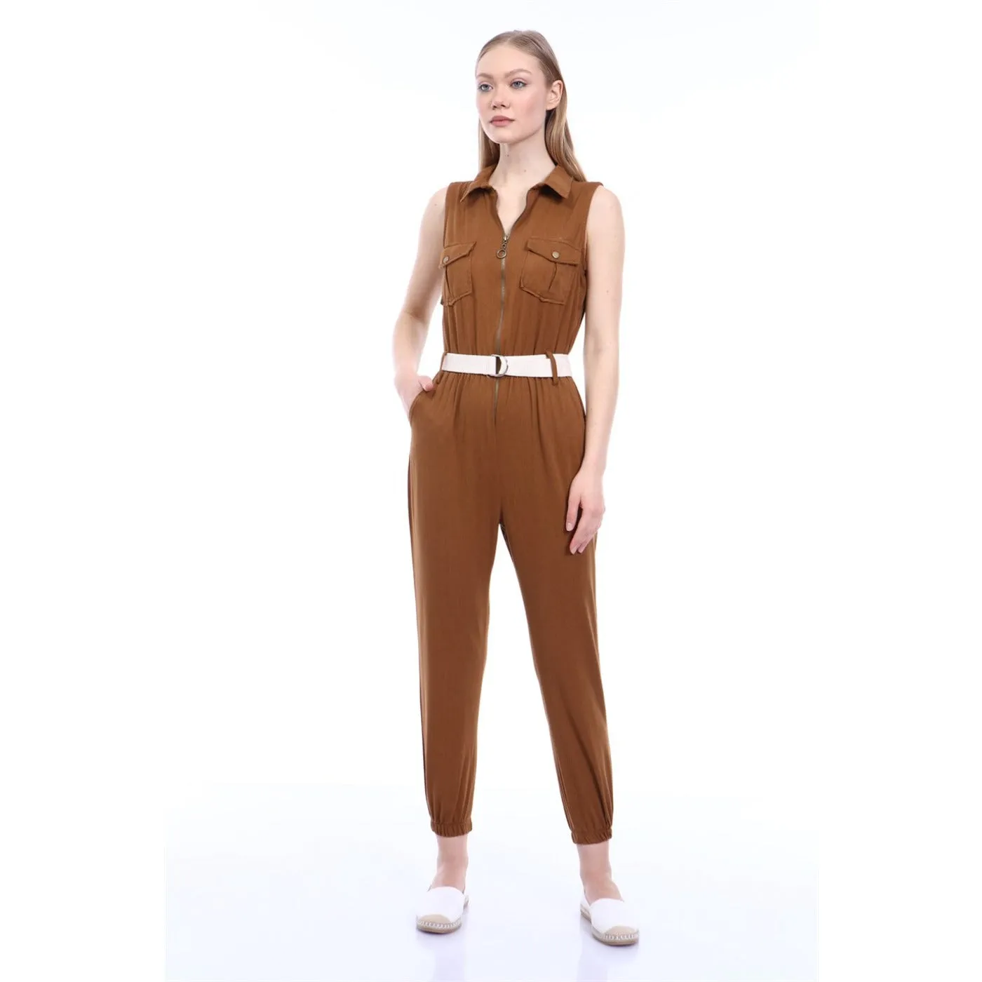 Brown Denim Jumpsuit