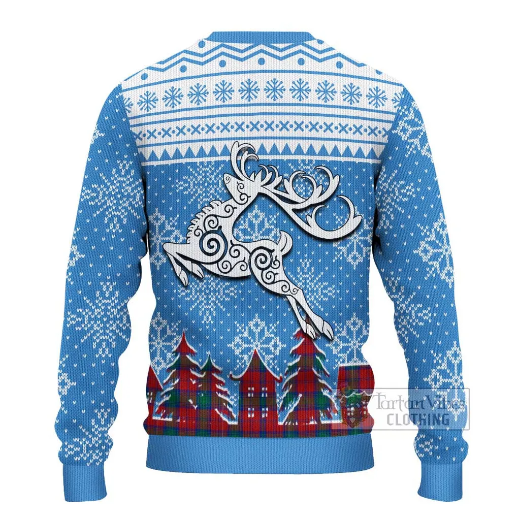 Byres (Byses) Clan Christmas Ugly Sweater with Tartan and Celtic Reindeer Style