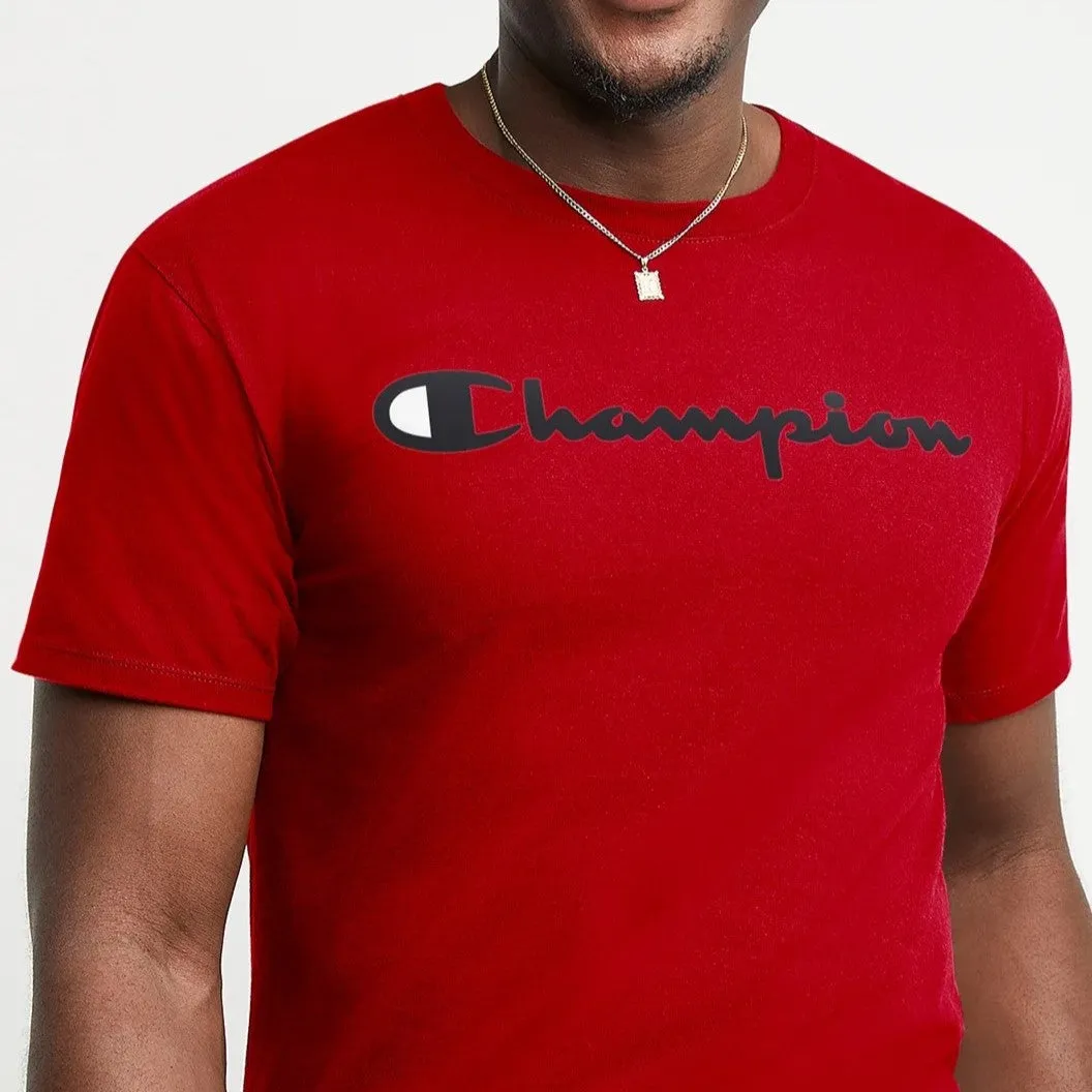 Champion Authentic Script Logo Print Jersey T-Shirt - Red