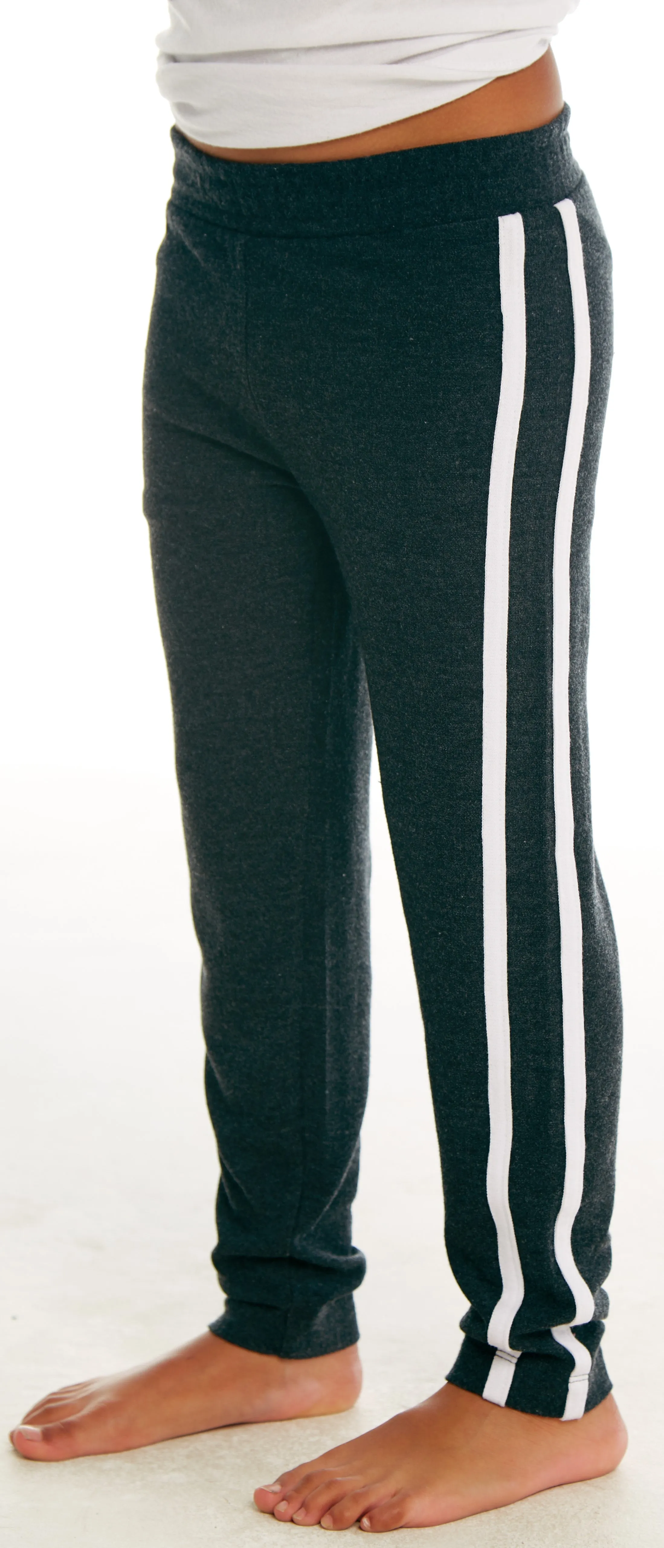 Chaser Boys Black & White Cozy Knit Track Pant