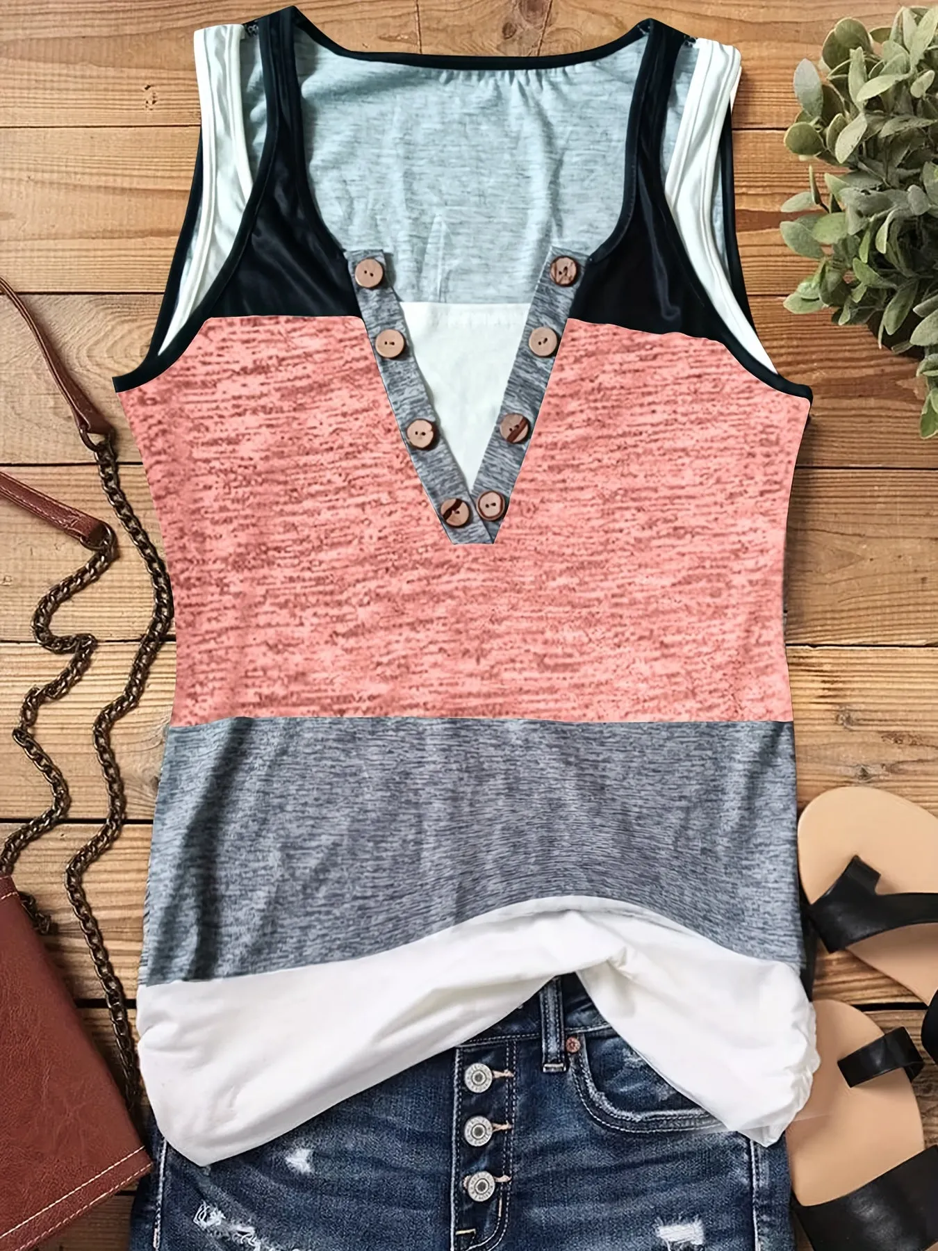 Chic Color Block Tank Top Perfect for Stylish Summer Outfits