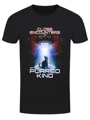 Close Encounters of the Purred Kind Black Heavyweight Unisex Crewneck T-shirt