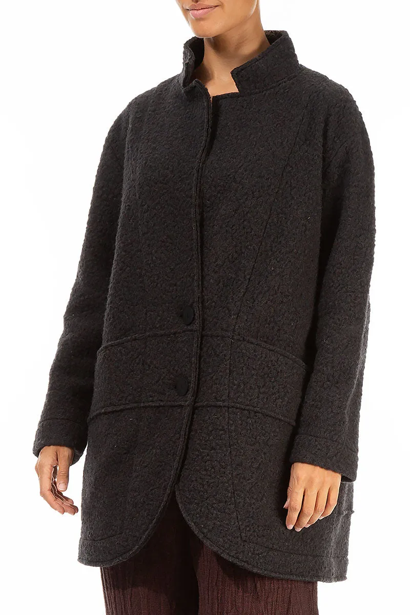 Collar Dark Chocolate Plush Wool Cotton Jacket-Coat