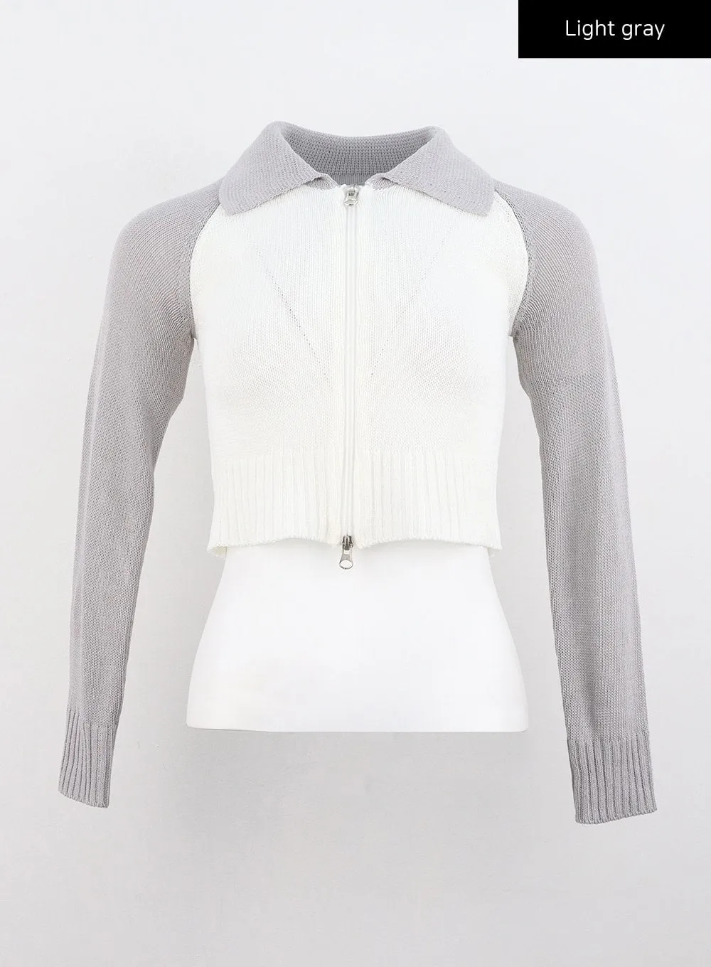 Collar Zip-Up Knit Sweater CG330