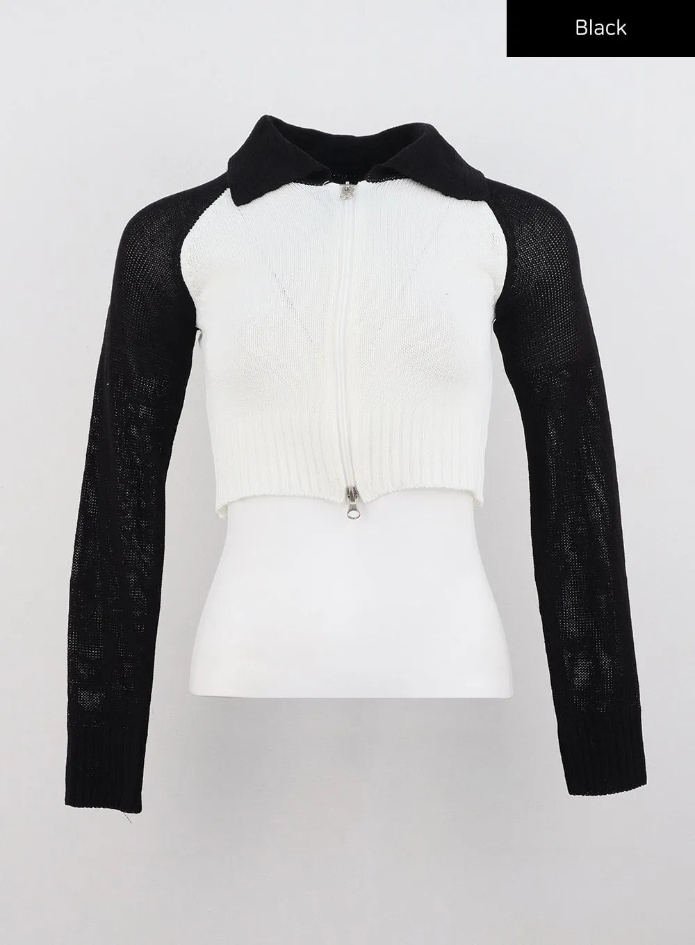 Collar Zip-Up Knit Sweater CG330