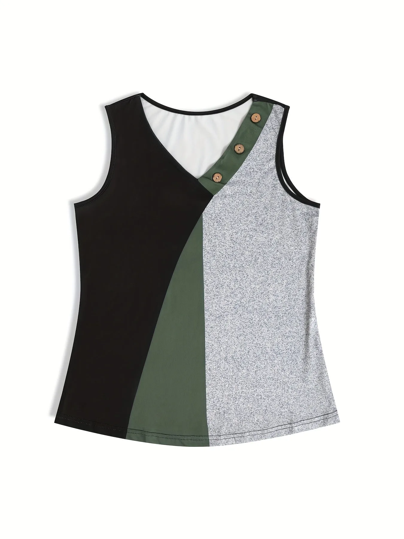 Color Block V Neck Tank Top Stylish Summer Fashion for Women