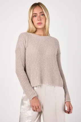 Corn Knit Cashmere Crewneck Sweater in Sand