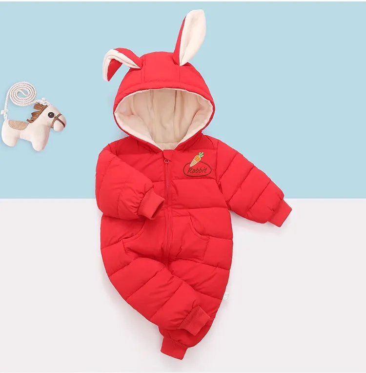 Cotton Long Sleeve Baby Jumpsuit Romper - Hoddie with Bunny Ears